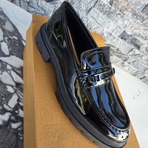 NIB BoohooMan Chunky Patent Men's Black Loafer, Size 7 Or Size 41